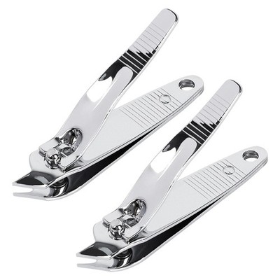 uxcell 2 PCS Angled Nail Clipper Set, Metal Slanted Edge Silver Tone 