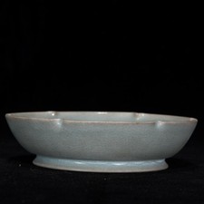 5.1" China Old Antique Porcelain Song Dynasty Ru Kiln Marked Brush Wash