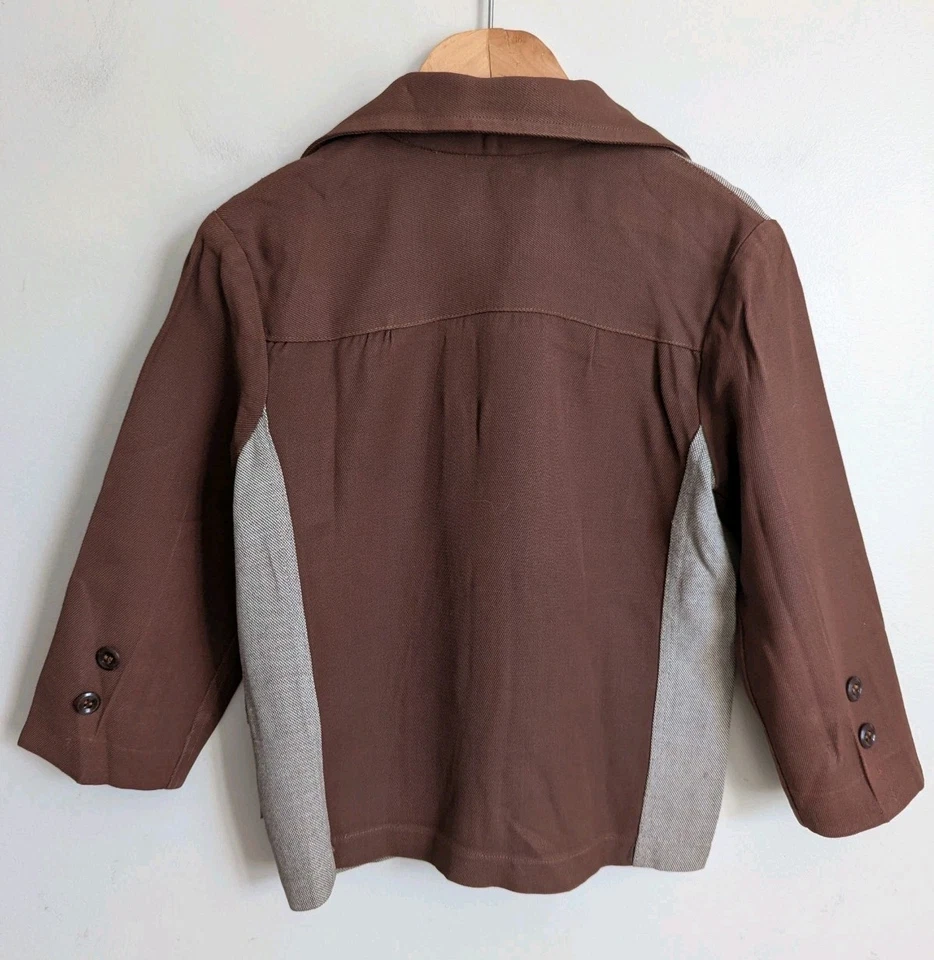 Chaqueta Rockabilly Vintage Años 40 50 Niños Niños Rayón Gabardina Marrón 2 Tonos Foto 2 de 4