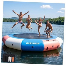 Inflatable Water Trampoline for Lake, Floating Lake Trampoline 12FT PINK BLUE