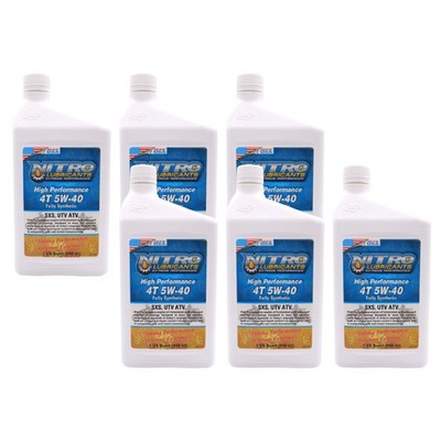 Nitro Lubricants 5W-40 4 Stroke Engine Oil   Semi-Synthetic, 1 Quart (6-Pack)