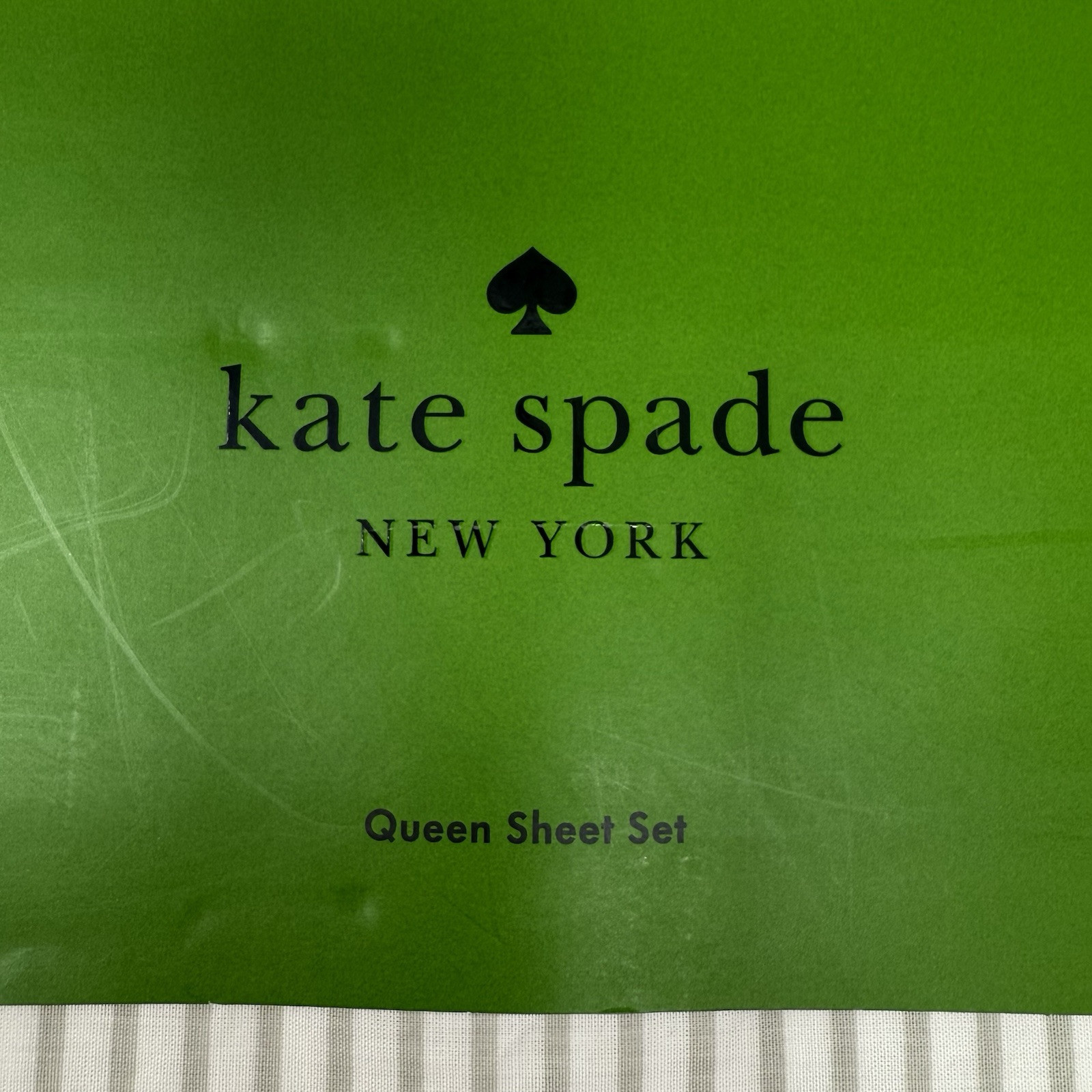 Kate Spade New York QUEEN Bed Sheet  Set Cotton Percale Gray Stripe Hearts New thumbnail 4