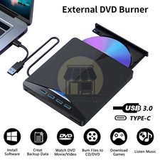 External CD DVD Drive USB 3.0 Writer Burner Player for PC Laptop Windows 11 10