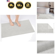 Cotton Bathroom Bathmat Rug Absorbent Non Slip Quick Dry Silver Grey 20x34