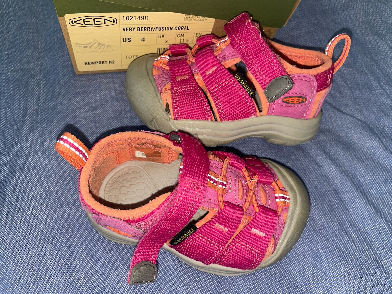 KEEN Sandali scarpe acqua corallo rosa bacche Newport H2 bambina taglia 4 come nuovi