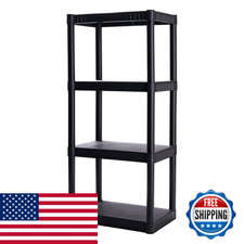 Plano 4-Shelf Plastic Storage Shelves 48 X 23 X 14 200Lb Capacity Pantry Office