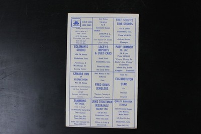 Elizabethton Twins Baseball Program Score Card Welcome Fans