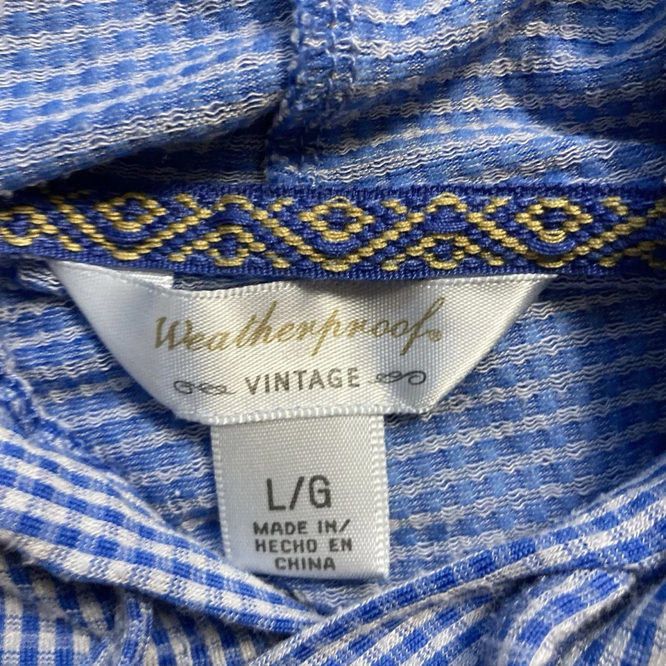 Всепогодная винтажная женская толстовка с капюшоном большой синий клетчатый пуловер карман легкий - Изображение 3 из 4