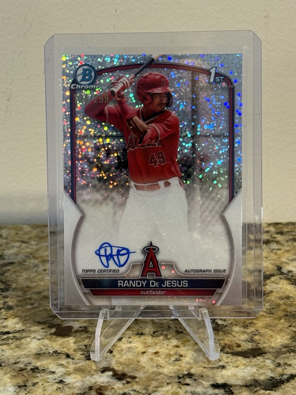 Randy De Jesus 2023 Bowman Chrome 1st Auto Speckle Sparkle Refractor /299 Angels