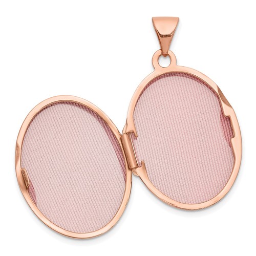14k Rose Gold 21mm Scroll and Hearts Border Oval Locket - Picture 4 of 7
