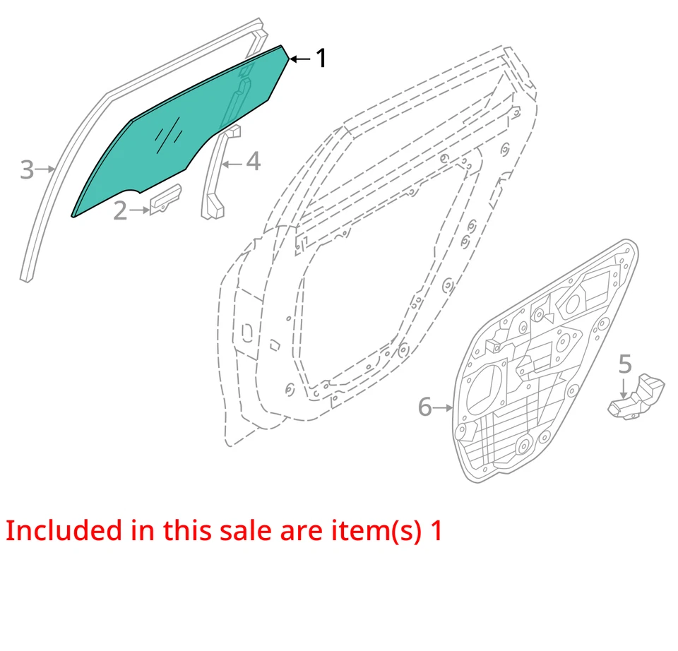 12 13 14 15 16 17 HYUNDAI AZERA Puerta Trasera Cristal/Ventana Derecha Foto 3 de 4