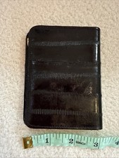 vtg Eel skin bifold wallet mens accessory black brass money clip inside