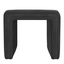 HomePop Faux Leather Storage Ottoman Square Channel Living Room Entryway Black