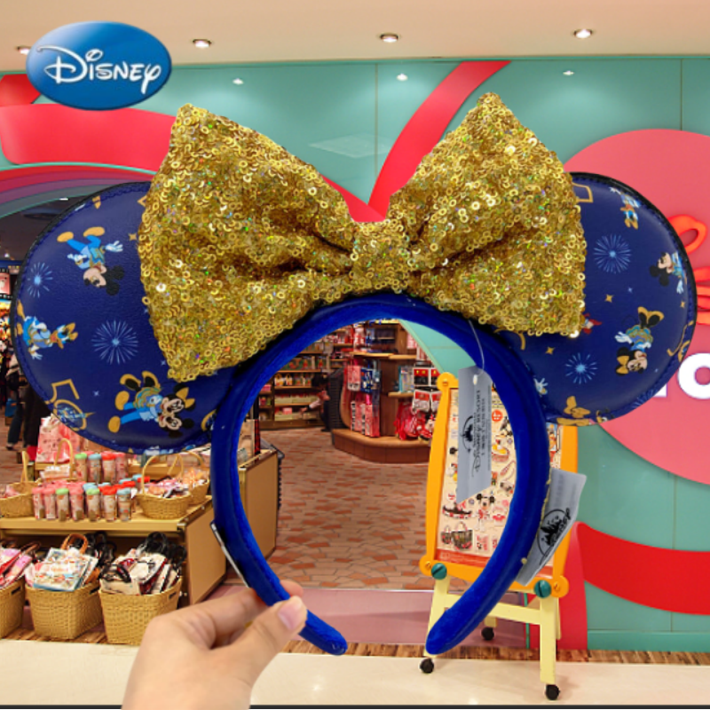 Loungefly Disney World Exclusive 50th Anniversary Gold Sequin Bow Ear Headband Disney World 50th Anniversary White & Gold Sequin Minnie Ear  main image 4