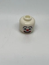 Lego Minifigure Head Clown Drawn Eyebrows Blue Eye Makeup Big Red Nose Head #90