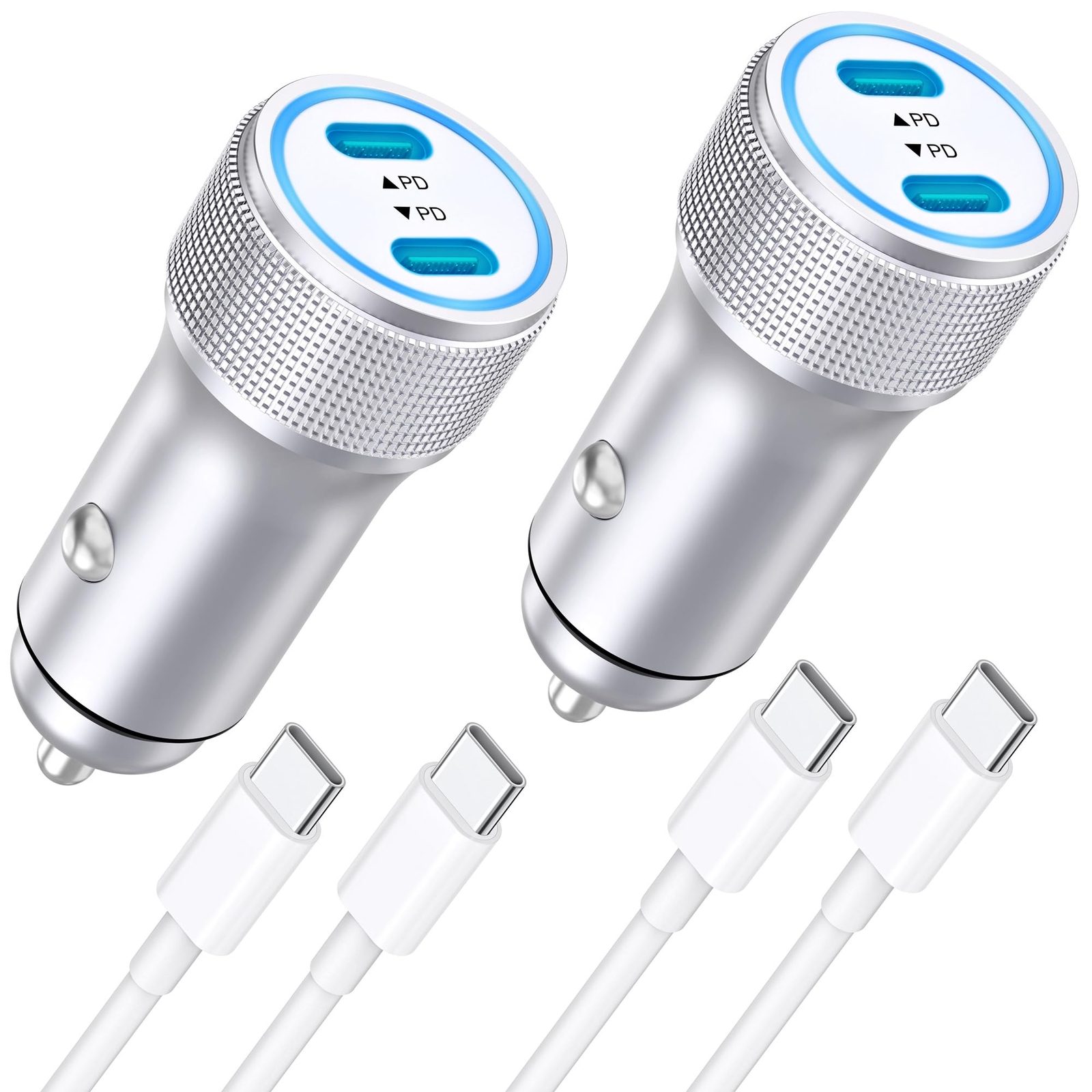 Fast 40W Dual USB C Car Charger for iPhone 16 15 - 2Pack by GGFim