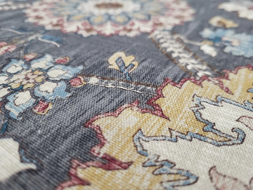 Waverly CASTLEFORD SMOKE Charcoal Blue Floral Multipurpose Drapery Uph Fabric - Image 3 of 4