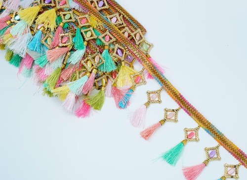 1 yrd Multicolour Silk Thread Fringe Lace Trim Tassel Edge Dress Curtain Sewing - Picture 6 of 10
