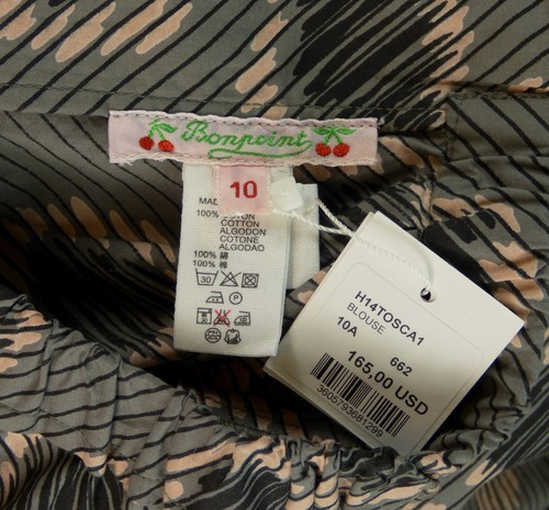 NWT Bonpoint boutigue gray black pink geometric TOSCA blouse NEW Size 10 - Picture 5 of 5