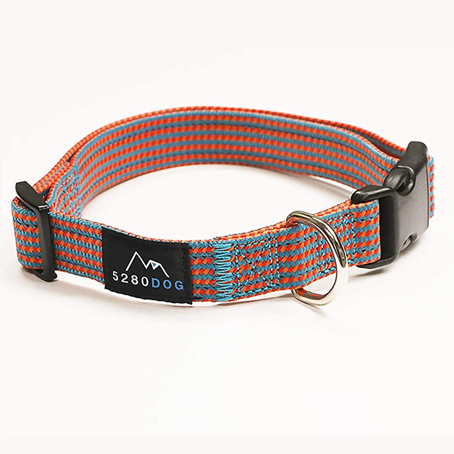 5280DOG Adjustable Nylon Braided Dog Collar Orange – Size Large 18″ To 26″ X 1″