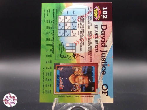 1992 Stadium Club #182 David Justice NM - Picture 2 of 2