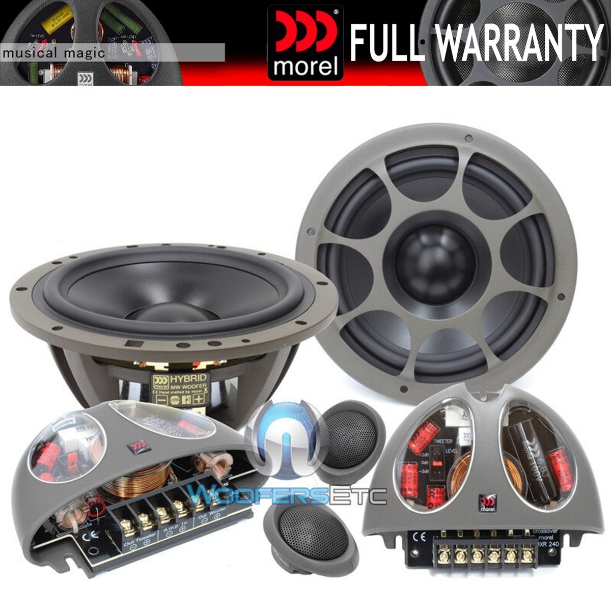 MOREL HYBRID 602 CAR 2WAY COMPONENT SPEAKERS MIDS CROSSOVERS TWEETERS  NEW