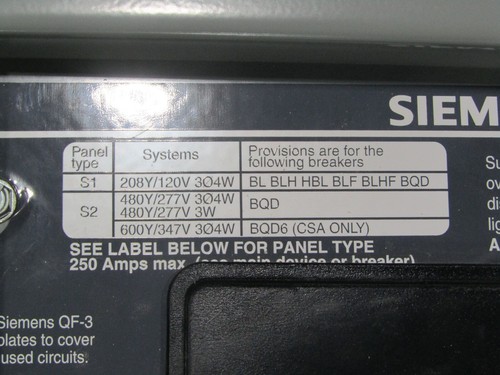 💥SIEMENS 250 AMP MAIN LUG PANELBOARD 208Y/120 VAC 3Ø 4W 30 CIRCUIT I2E30MC250C - Picture 10 of 14
