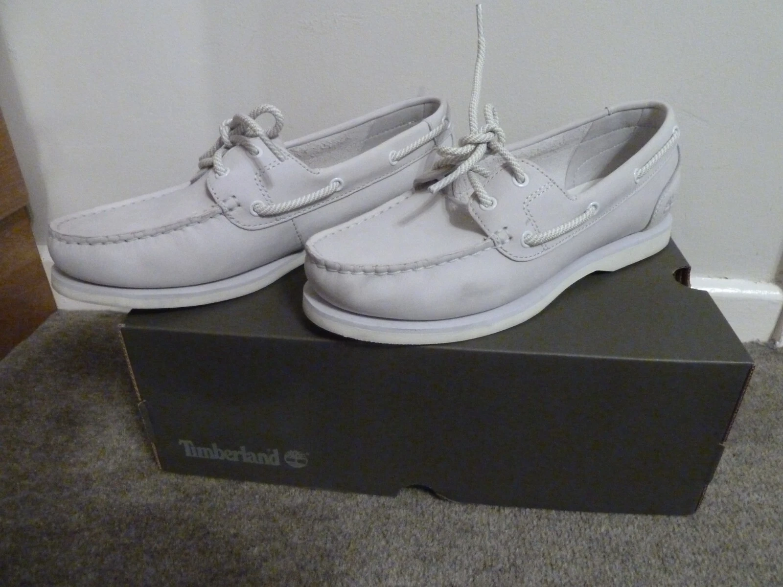 Scarpe da donna Timberland classiche da barca slip on in pelle nabuk grigia taglia UK 5 5