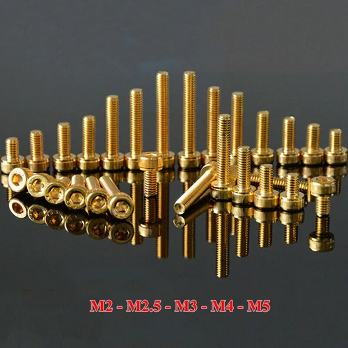 M2 M2.5 M3 M4 M5 Ti-plated Gold Hex Socket Head Cap Screw Allen Bolts Hex Drive