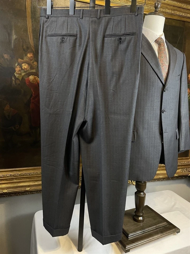 Traje Joseph Abboud 43R 36 x 30 HECHO EN EE. UU. 2 piezas gris a rayas 100 % lana 3Btn Foto 3 de 4