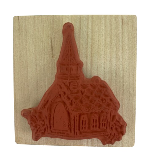 PSX Chapel Birdhouse Church Holly Christmas Rubber Stamp F-2549 Vintage 1998 - Picture 2 of 8