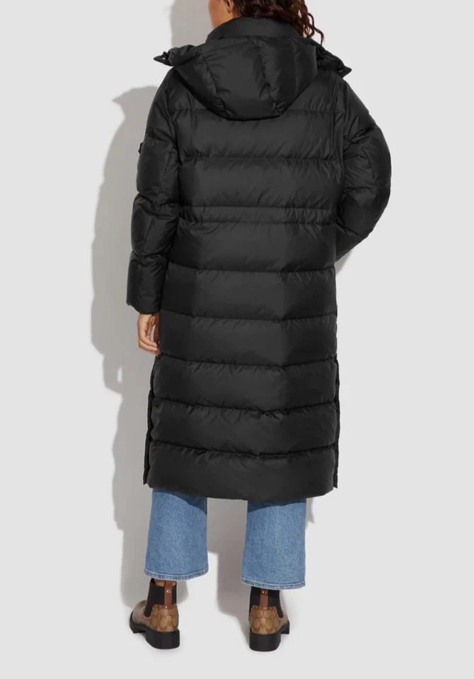 $898 Coach Outlet Women’s Long Down Puffer w/Monogram Lining Size Small, Black - Image 2 of 4