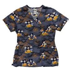 Disney Dracula Mickey Mouse Halloween Scrub Top Women's Size small Short Sleeve