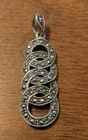 Vintage Sterling Silver Marcasite 1.5" Pendant w/ Concentric Rings Marked 925 TH