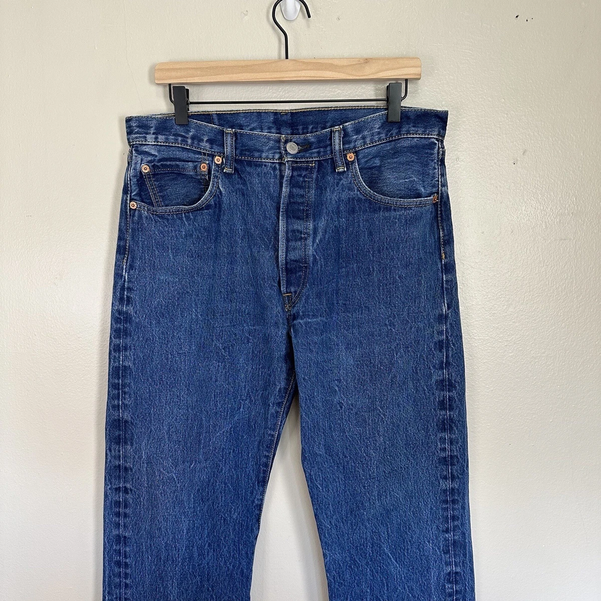 Levi s 501 Jeans Button Fly Straight Leg 35x32 Vintage Made in Egypt 4985