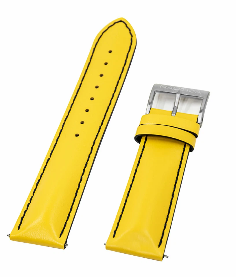 Correa de reloj de cuero PVC amarillo original Nautica para hombre N14524G BFC DIVER 22 mm Foto 3 de 3