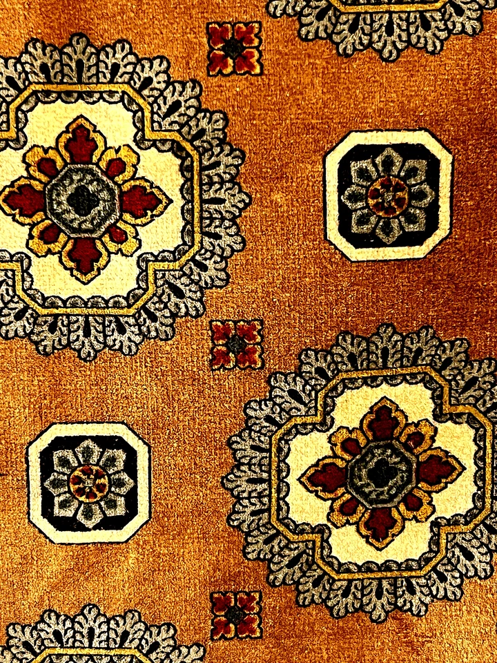 Duralee Geometric Designer Velvet Fabric Sample Lite Brown Gold Cotton ITALY NWT - Image 3 of 4