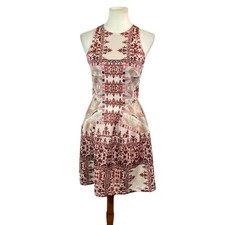 Kelly Renee Womans Dress Sz: S Patch Work Pattern For And Flare Beige Multicolor