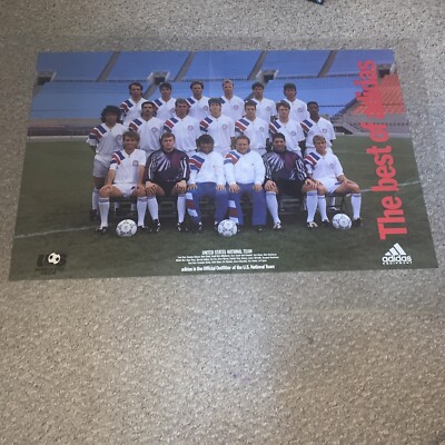 Vintage 1990 USMNT World Cup Adidas Poster USA National Team Rare