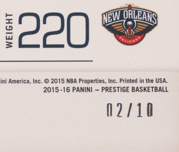 ANTHONY DAVIS 2015 Prestige #193 THE ONLY PSA Bonus Shots GOLD /10 + COUPONS view 2