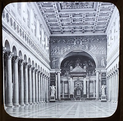 Basilica di San Paolo Fuori le Mura, Rome c1900 KANZEE Magic Lantern Glass Slide