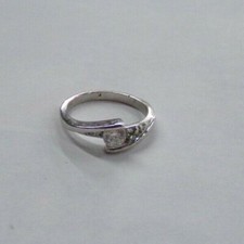Size 6.5 Sterling Silver Signed 925 Ring With Clear Rhinestones  or CZ 