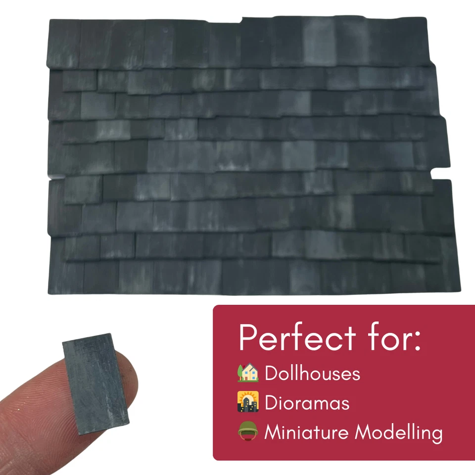 Dolls House 1:24th Scale 250 x Styrene Miniature Roof Tiles in Aged Slate Grey - Image 3 of 4