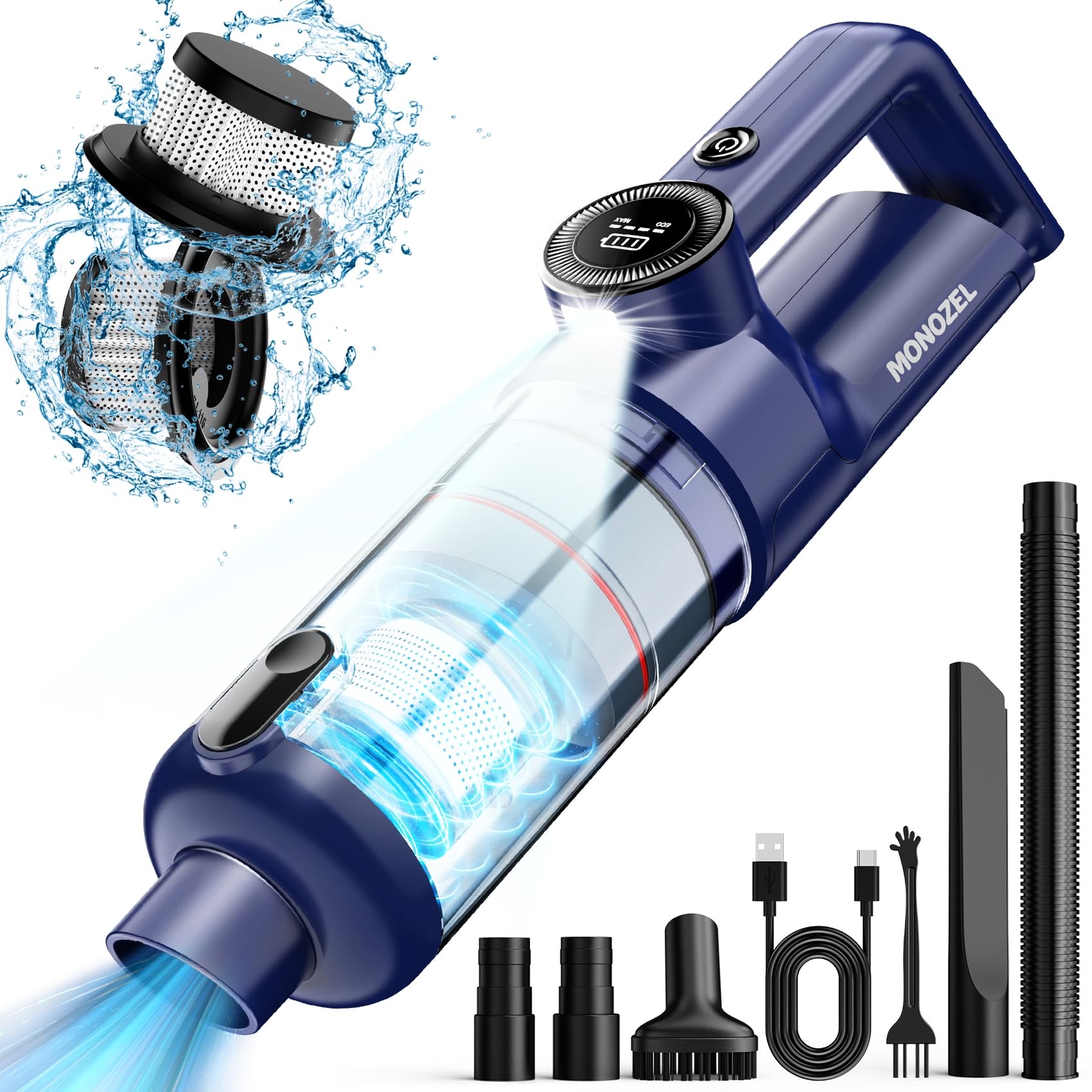 Powerful 15000Pa Cordless Handheld Vacuum with Brushless Motor for Cars-image