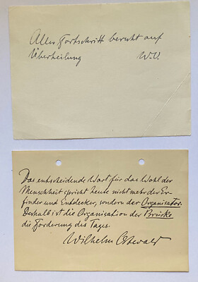 Wilhelm  Ostwald - Nobelpreis Chemie 1909 - 2 original Autogramme - 16 x 11 cm