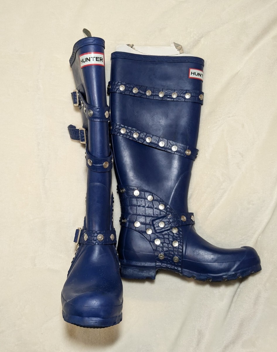 Hunter Festival studded wellies special edition blue wellington boots UK  size