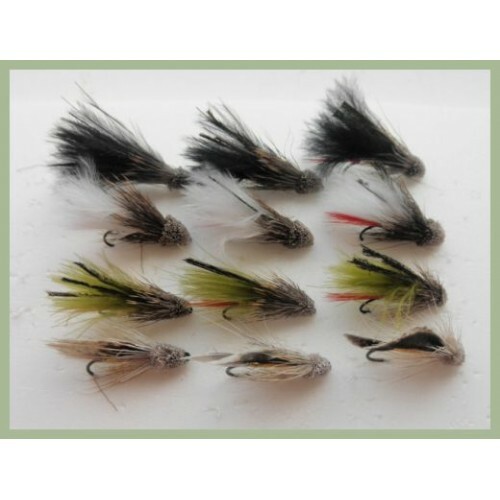 BARBLESS Muddler Flies, Trout Flies, 12 Pack Black,Olive & White Mixed 10/12 - Picture 1 of 5