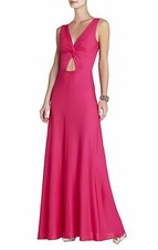  298 NWT BCBGMAXAZRIA SzM MISSIE TWIST-FRONT V-NECK GOWN DRESS BEGONIA PINK