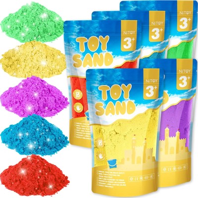 Value Pack 11lbs of 5 Colored Moldable Self-Sticking Sand, Never Dries Out - ...