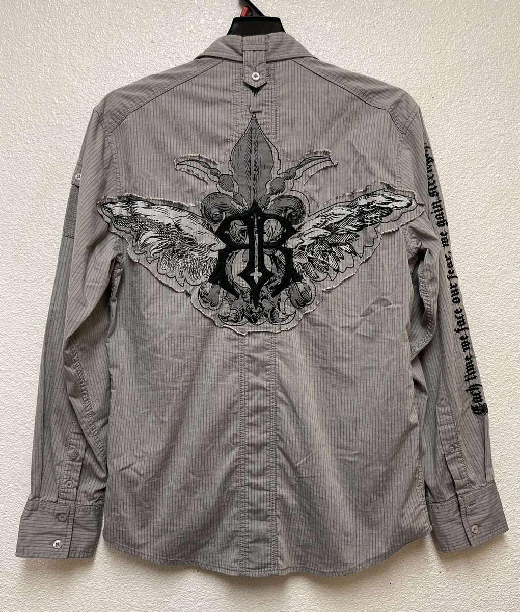 Roar Enough Excuses Mens Embroidered Long Sleeve Button Up Shirt Sz M Roar Enough Excuses Mens Embroidered Long Sleeve Button Up Shirt Sz M